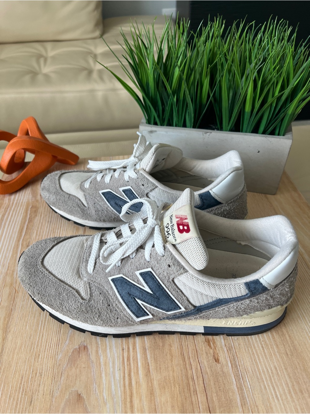 New Balance Gray and Navy Retro Running Sneakers